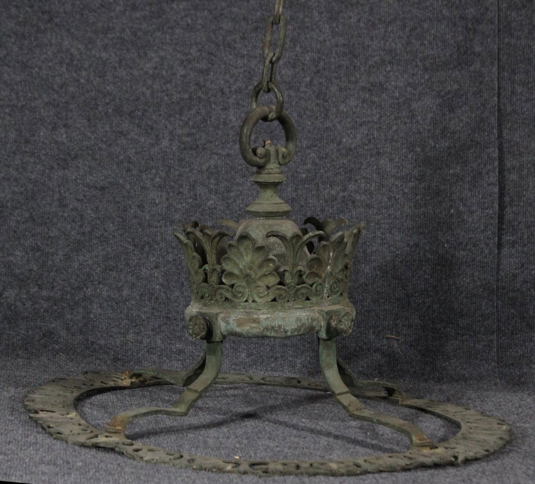 Antique Heavy Bronze Hanging Chandelier