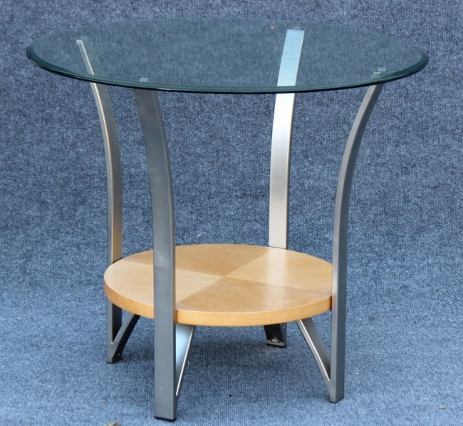 RETRO ROUND GLASS TOP OCCASIONAL TABLE (1 of 3)