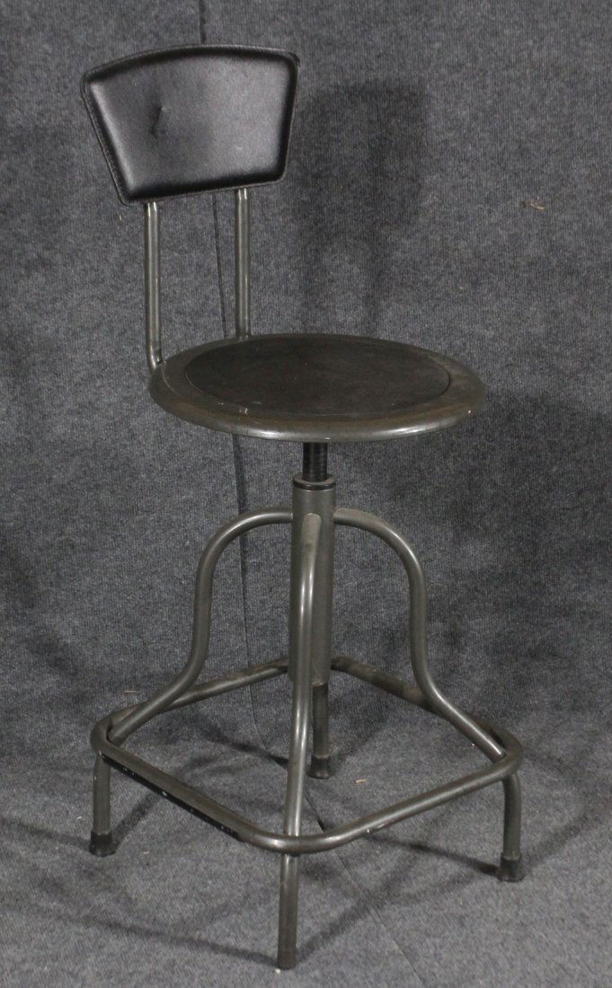 INDUSTRIAL ERA METAL ADJUSTABLE ARCHITECT'S STOOL (1 of 5)