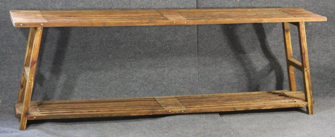 George Nelson style 2-Tier Slat Wood SOFA TABLE (1 of 5)