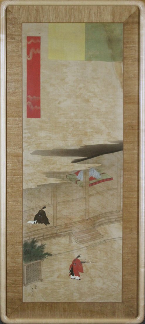 oriental Chinese print on silk screen woodblock (1 of 2)