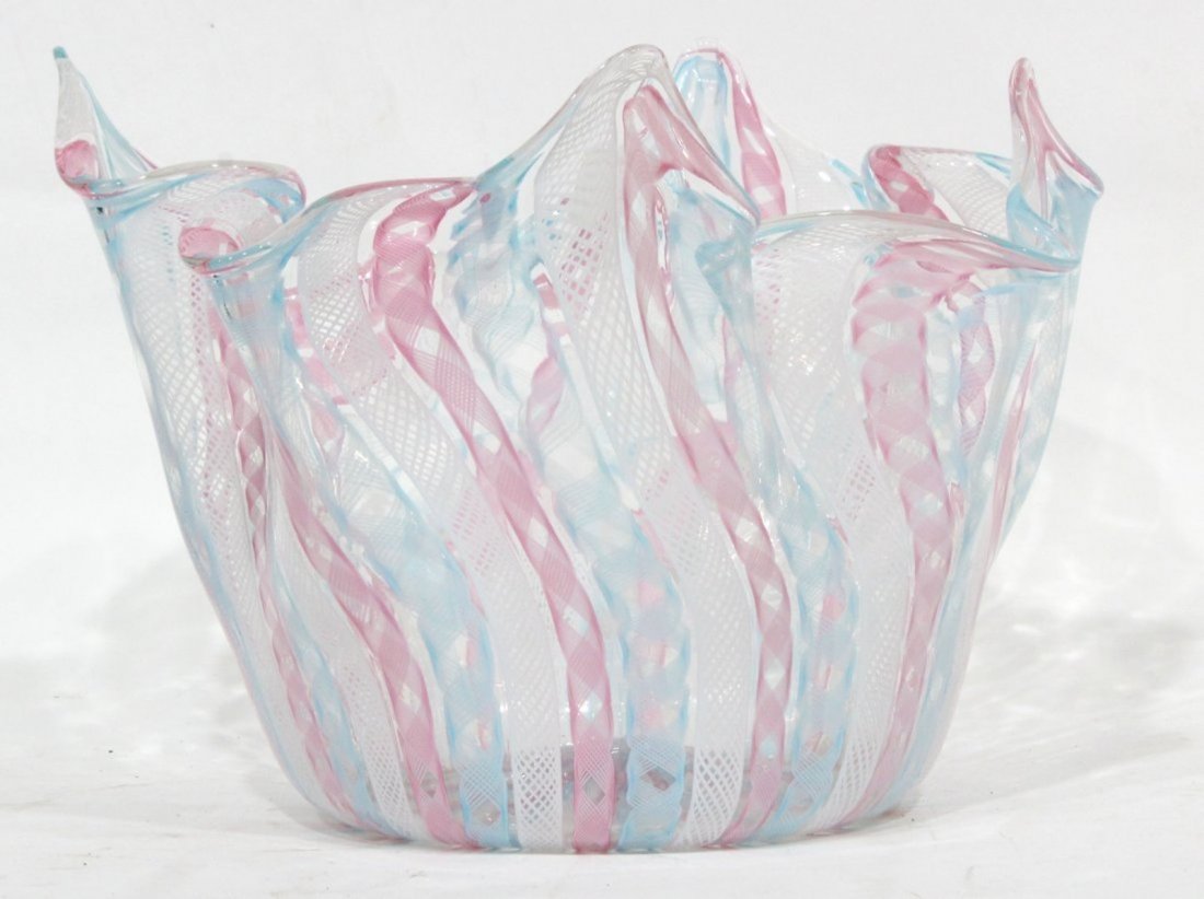 Large 12" Venini Latticino Handkerchief vase (1 of 5)
