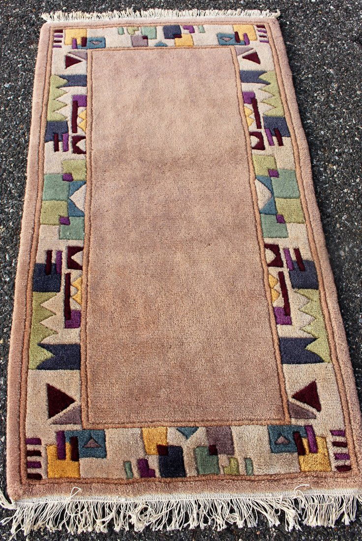 MID CENTURY MODERN HAND MADE WOOL SCATTER RUG (1 of 2)