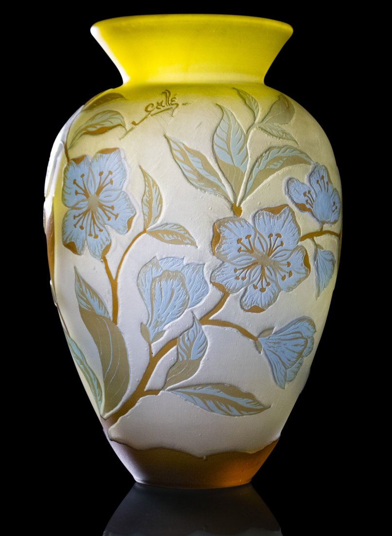 GALLE 4-Color Cameo Glass Vase Floral & Vine (1 of 4)