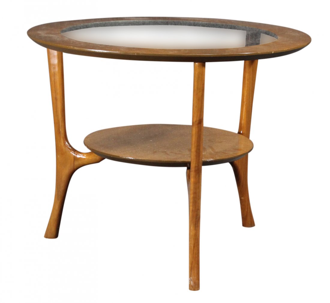 Mid-Century Modern Round Glass Top Occasional Table (1 of 5)