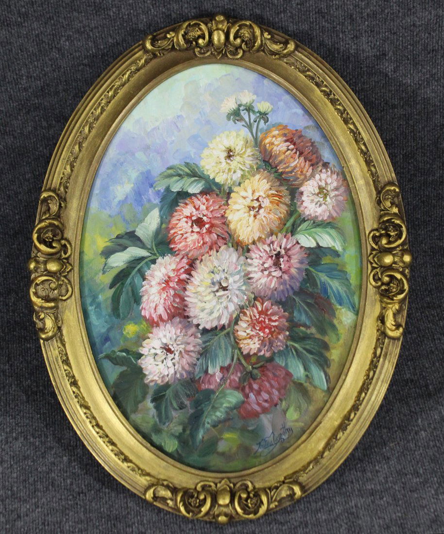 KRISTINA NEMETHY, OIL/C Oval Floral Still Life (1 of 2)