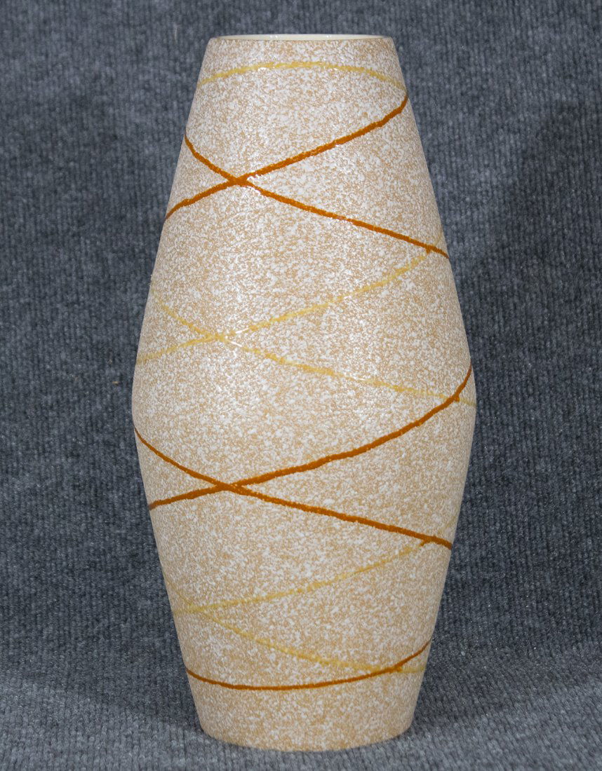 Mid-Century Modern Ceramic Vase Spun Thread Design (1 of 3)