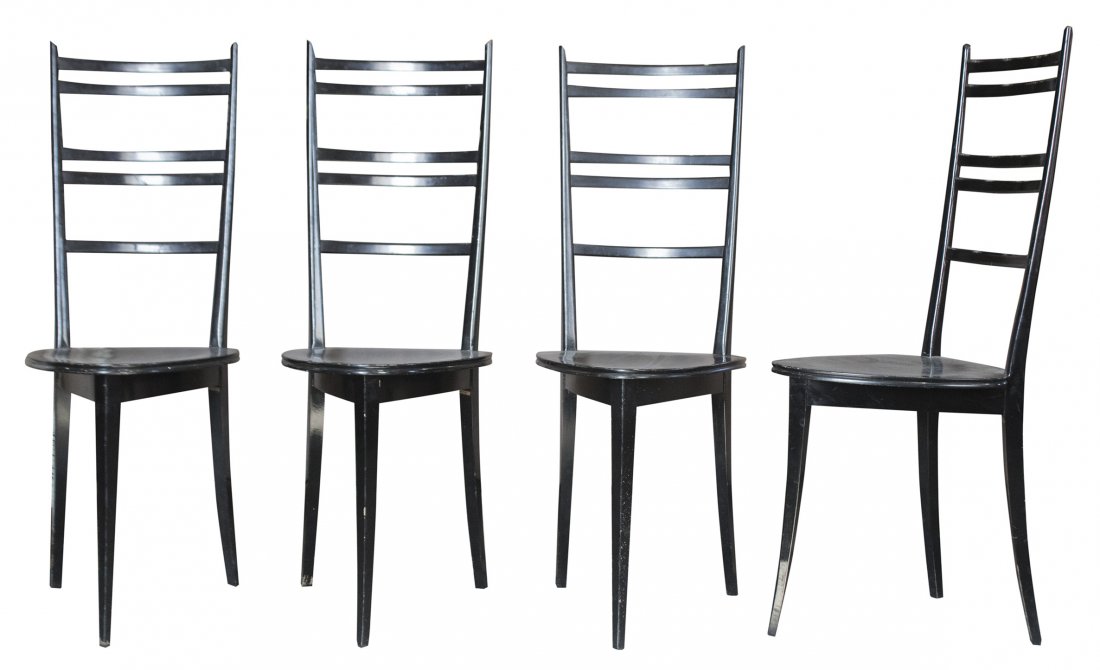 GIO PONTI Set Four [4] MID CENTURY LADDER BACK CHAIRS (1 of 6)