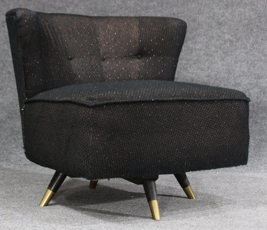 ADRIAN PEARSALL Style SWIVEL BOUDOIR CHAIR Black Tweed: ADRIAN PEARSALL Style SWIVEL BOUDOIR CHAIR Black Tweed Upholstery.Clean, Very good condition.Size:26 h , 17 seat h, 27 w