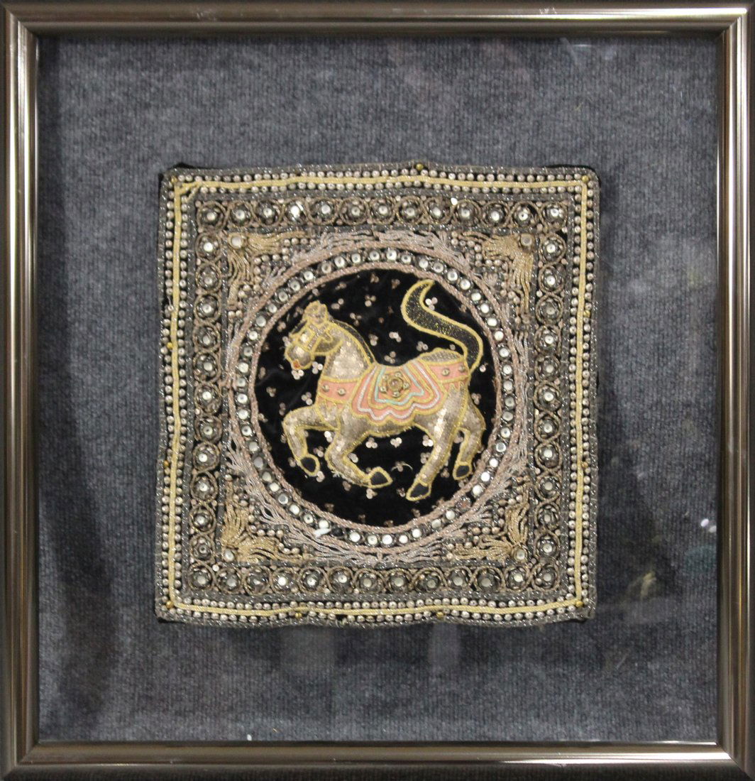 Mid Eastern Intricate Embroidery Of A Horse Framed (1 of 1)
