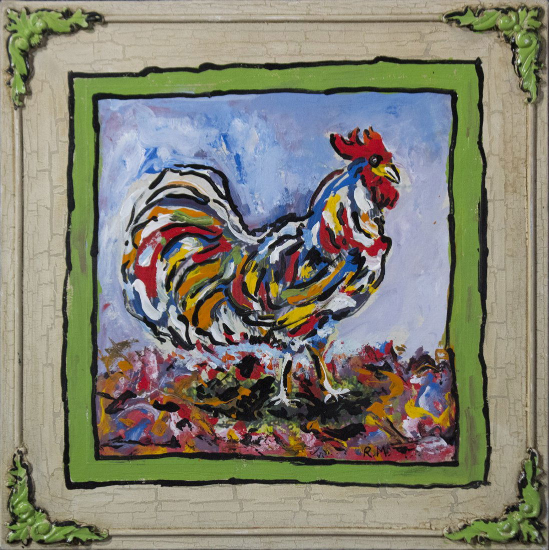 MONTI - Mid Century Modern BARNYARD ROOSTER ABSTRACT (1 of 2)