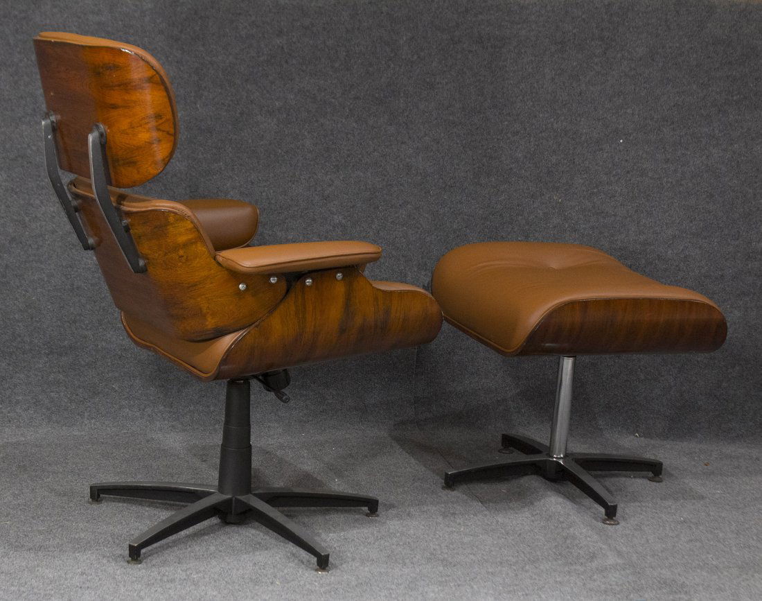 HERMAN MILLER EAMES STYLE ADJUSTABLE CHAIR AND OTTOMAN (1 of 6)