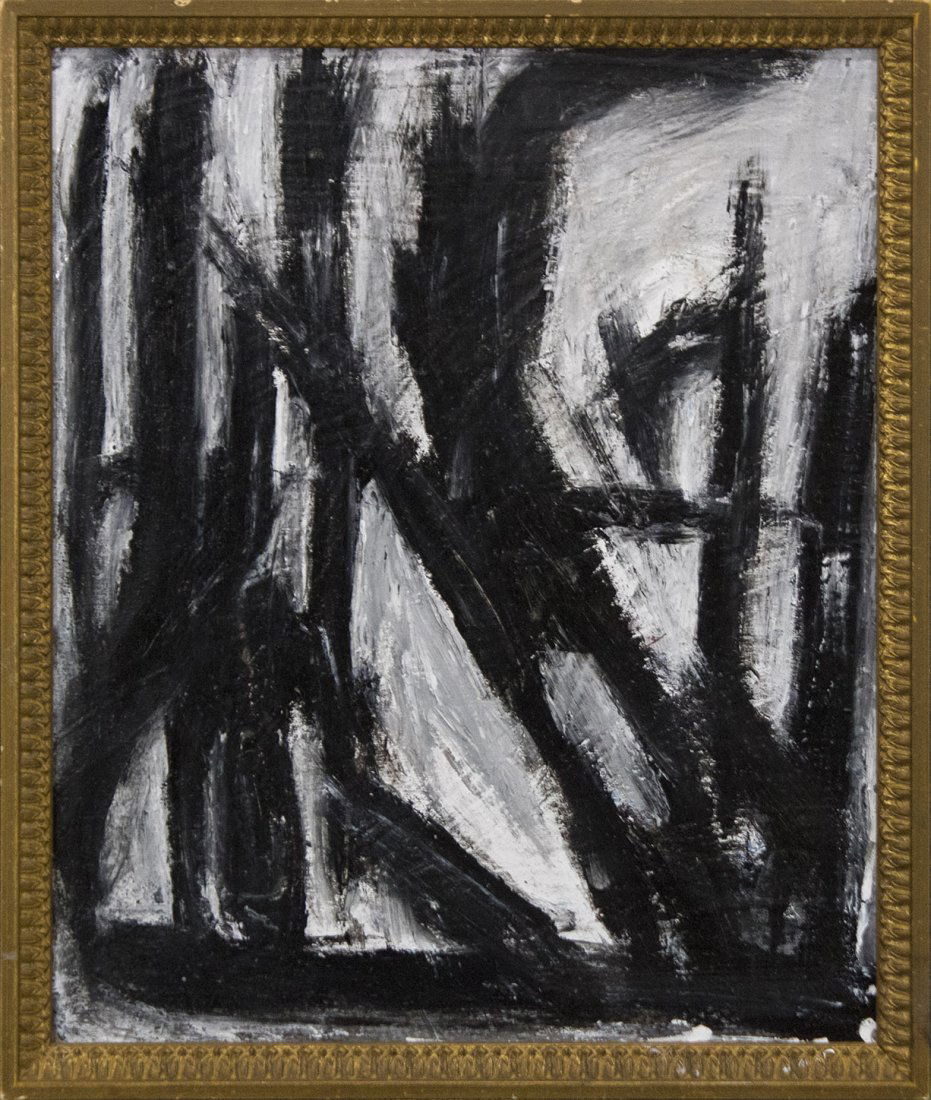 FRANZ KLINE attributed Mid Century Modern Abstract Oil. (1 of 3)