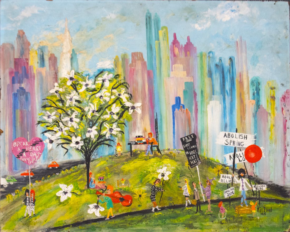 OIL PAINTING NEW YORK CITY PROTEST IN CENTRAL PARK (1 of 5)