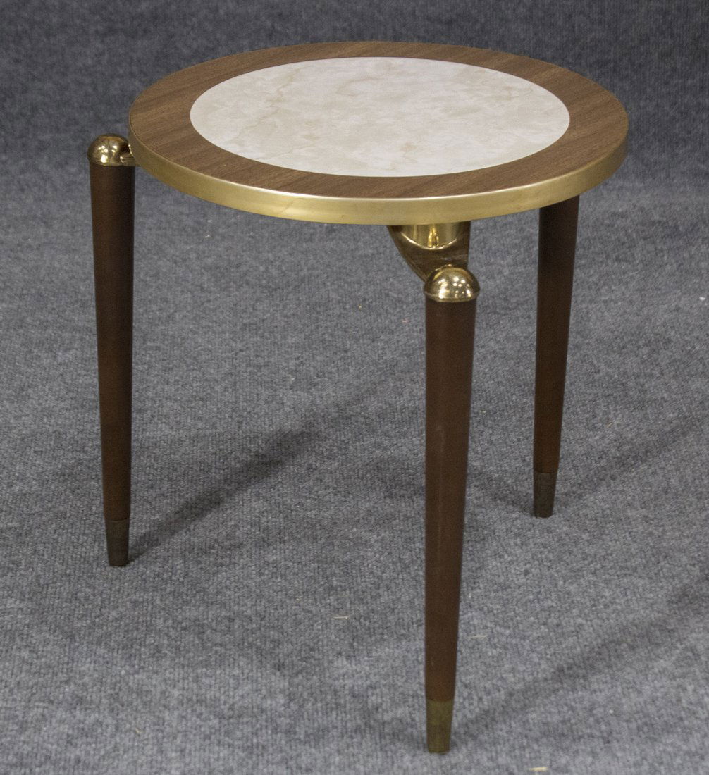 MID CENTURY MODERN SMALL ROUND TABORET STAND (1 of 3)