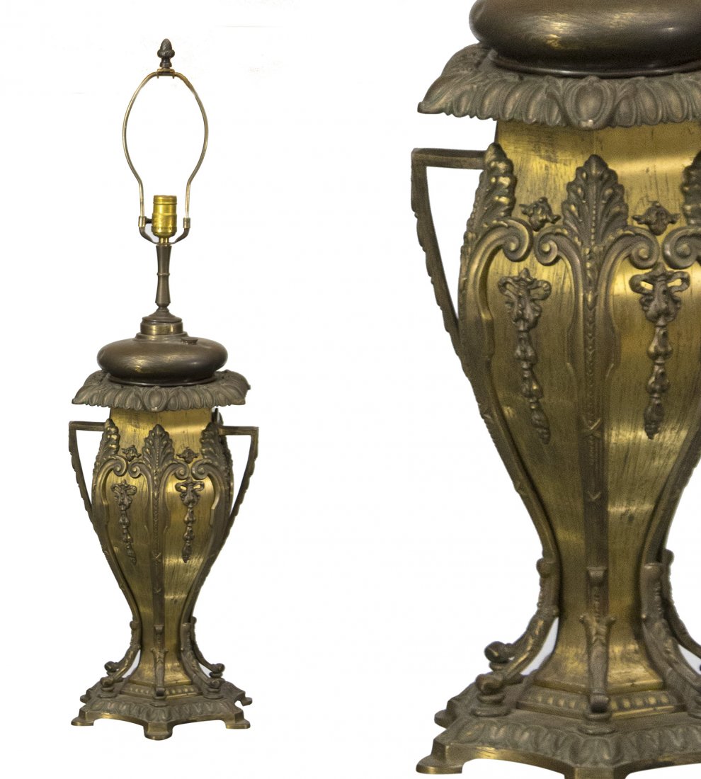 BRADLEY AND HUBBARD Brass Ornate BANQUET LAMP BASE (1 of 7)