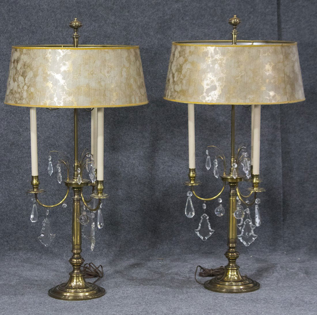 Pair Signed STIFFEL Quality 3-Arm TABLE LAMPS Prisms (1 of 7)