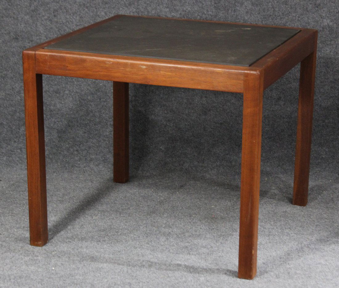 MID CENTURY MODERN TEAK SLATE TOP OCCASIONAL TABLE (1 of 6)