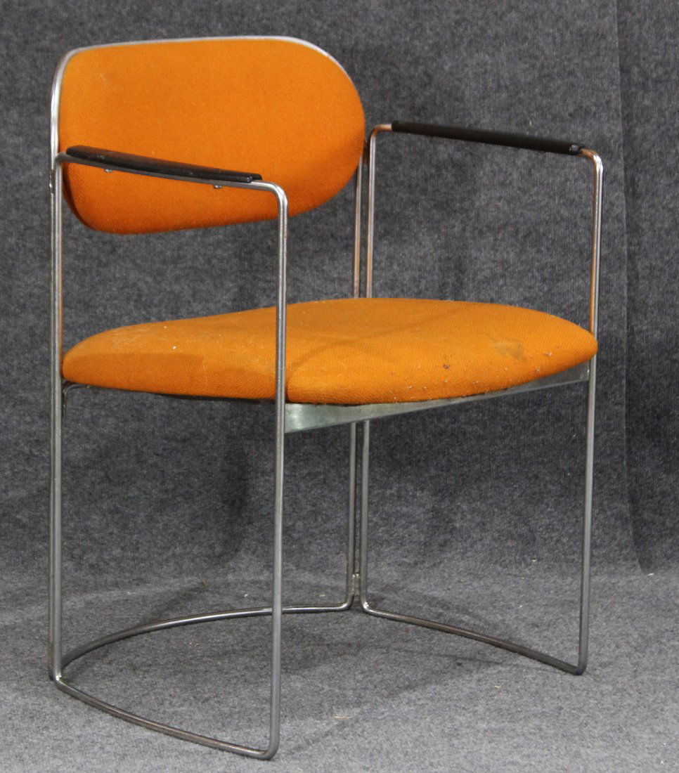 MID CENTURY MODERN HIGH DESIGNER CHROME ARM CHAIR (1 of 5)