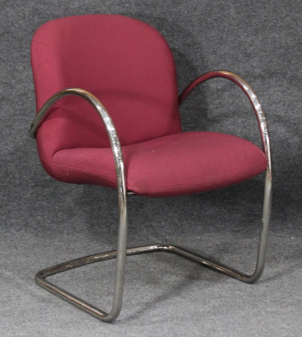 MILES VAN DER RHOE Style TUBULAR CHROME ARM CHAIR (1 of 4)