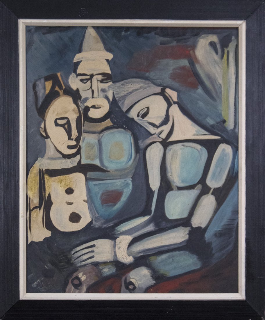 GEORGES ROUAULT 1871-1958 [attributed] OIL/B 3 Clowns (1 of 5)