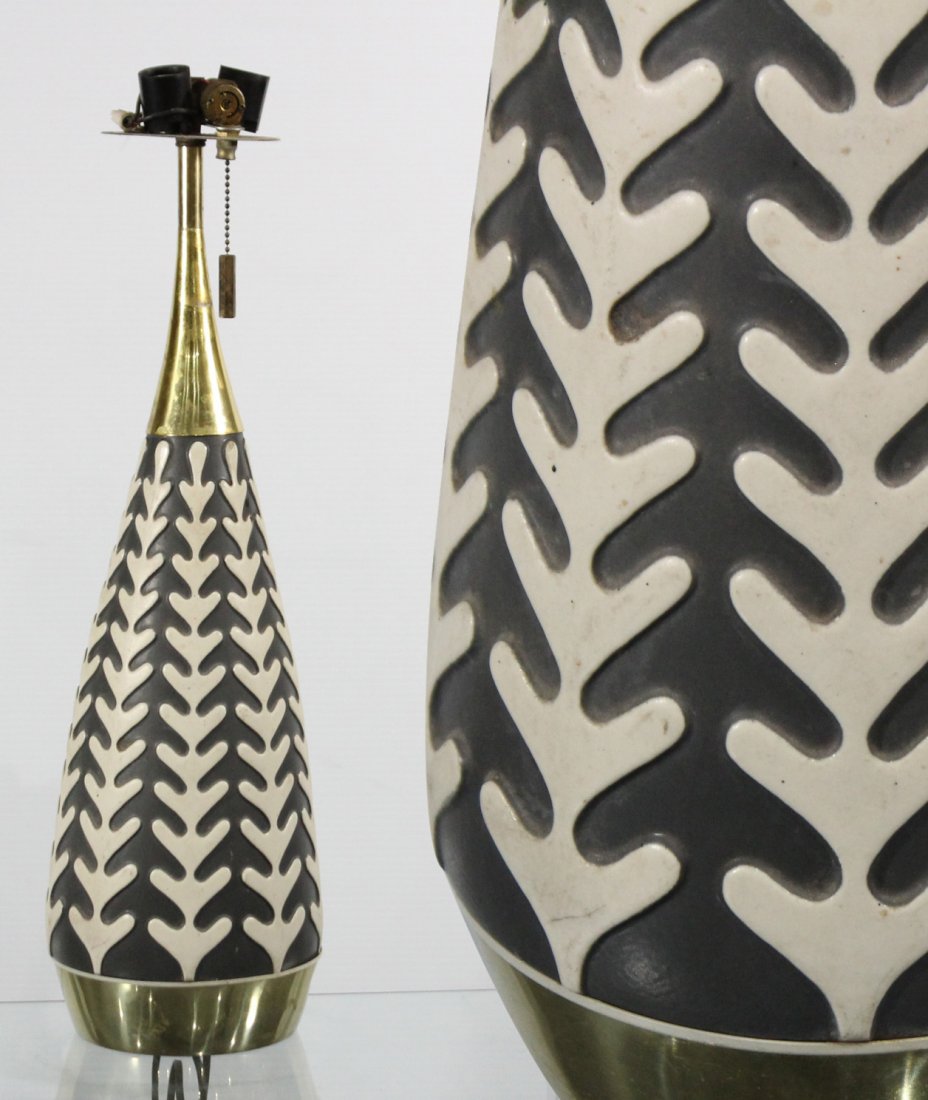 Mid Century Black And White Ceramic Cone Table Lamp (1 of 4)