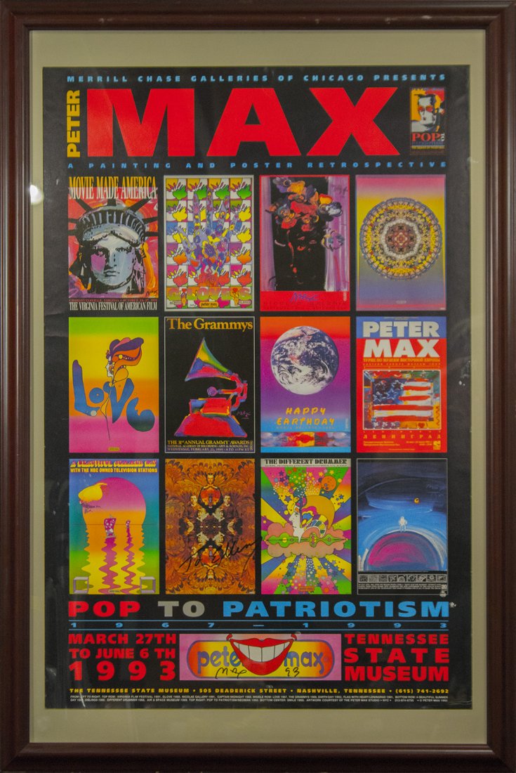 PETER MAX Signed 1993 Poster POP TO PATRIOTISM TENNESEE (1 of 4)