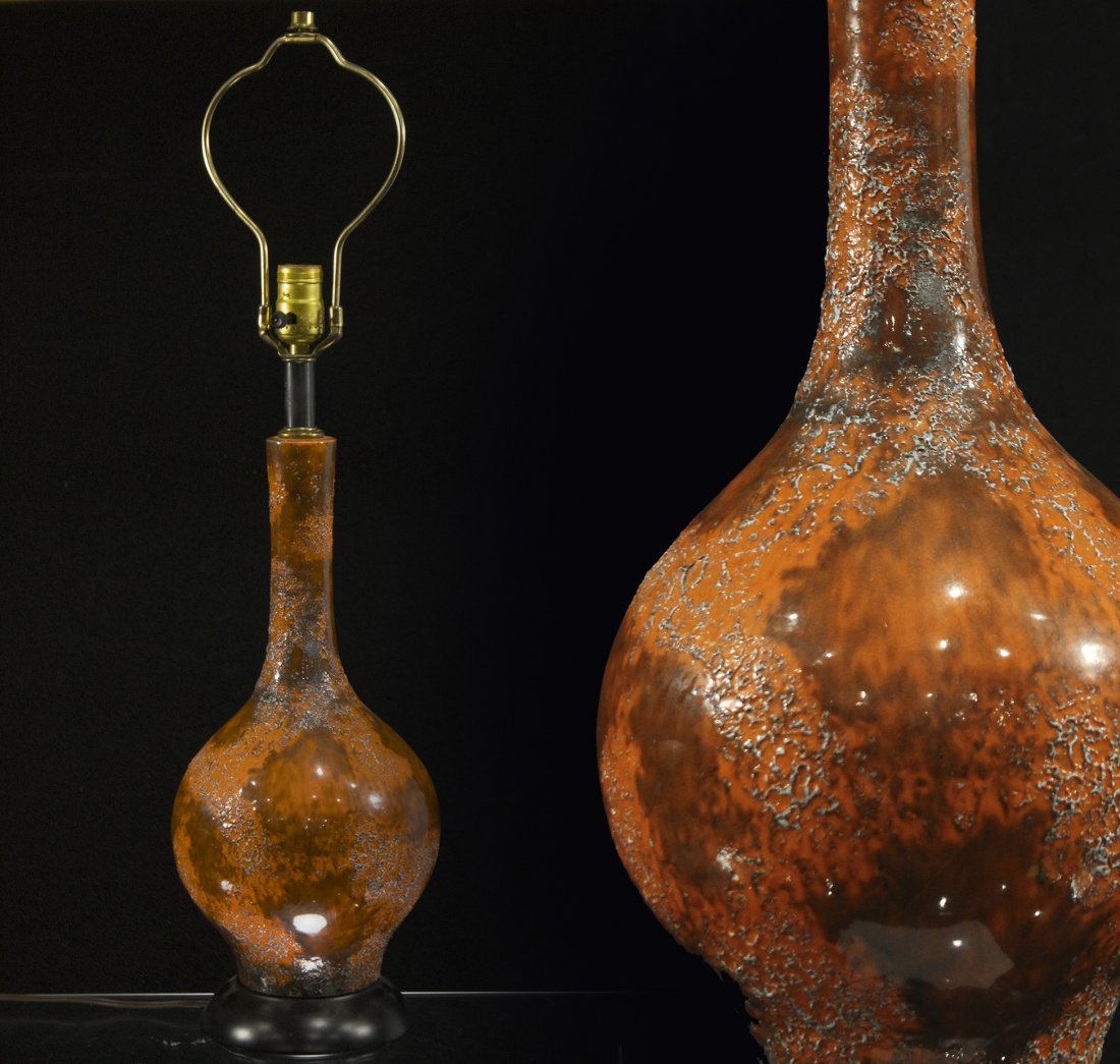 Mid Century Modern Glazed Art Pottery Table Lamp (1 of 3)