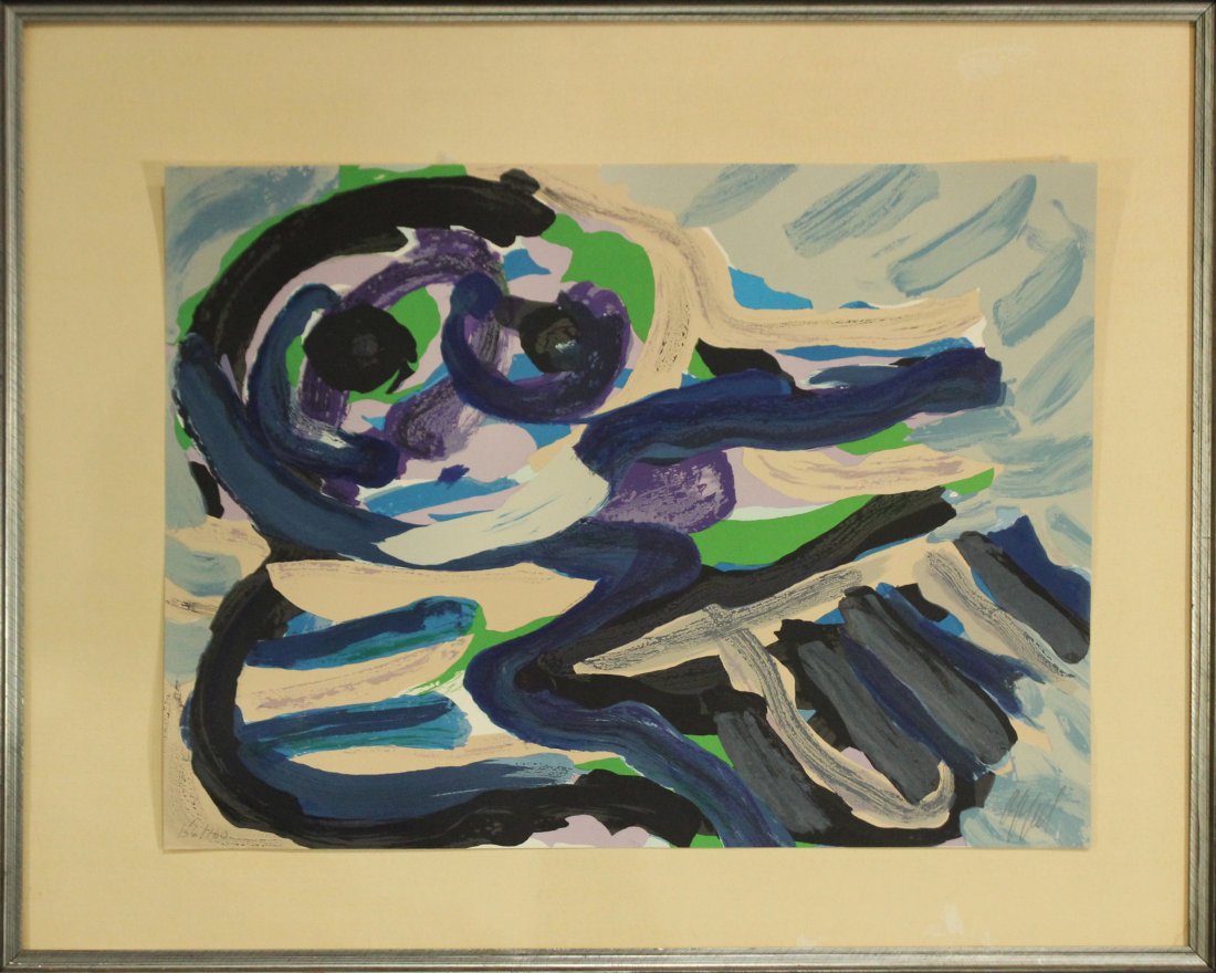KAREL APPEL OFF-SET LITHOGRAPH #156 Ed 160 BLUE FIGURE (1 of 5)
