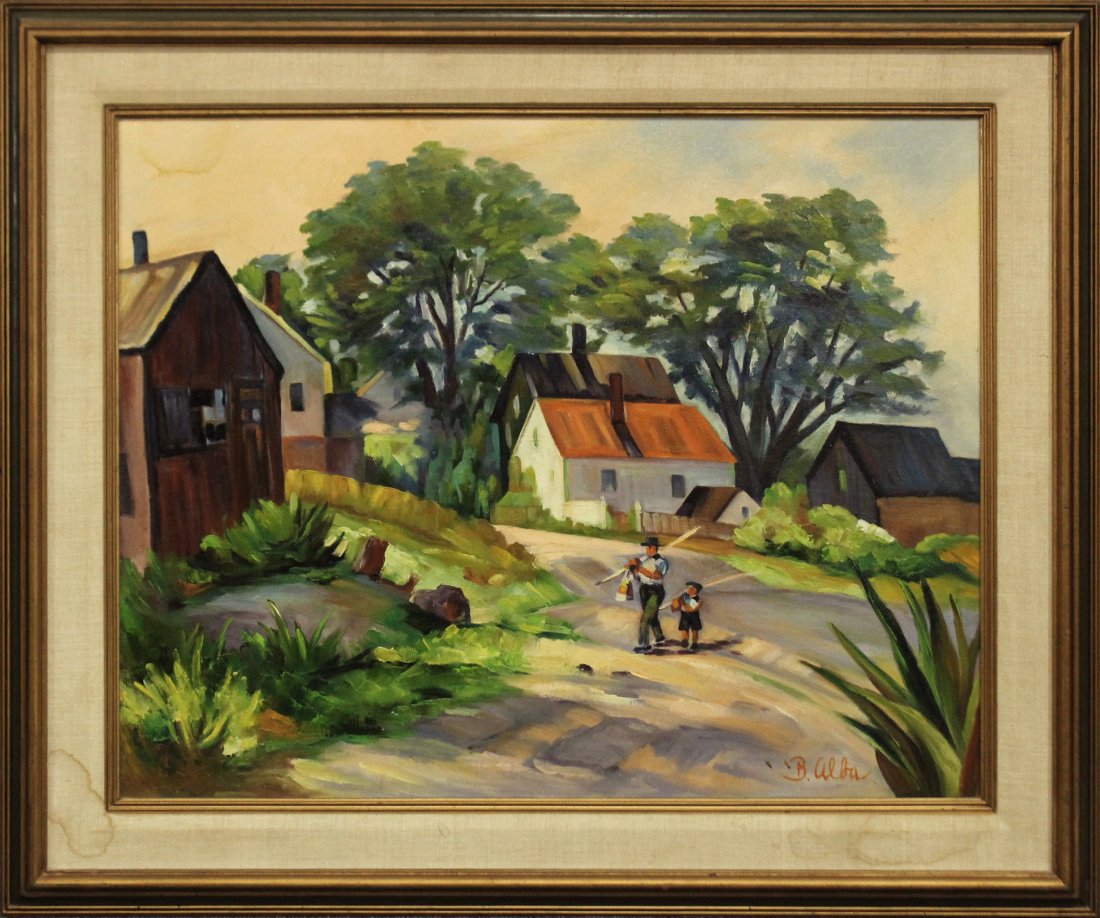 BEA ALBA Calif. Artist OIL/c, GOING FISHING, GLOUCESTER (1 of 6)