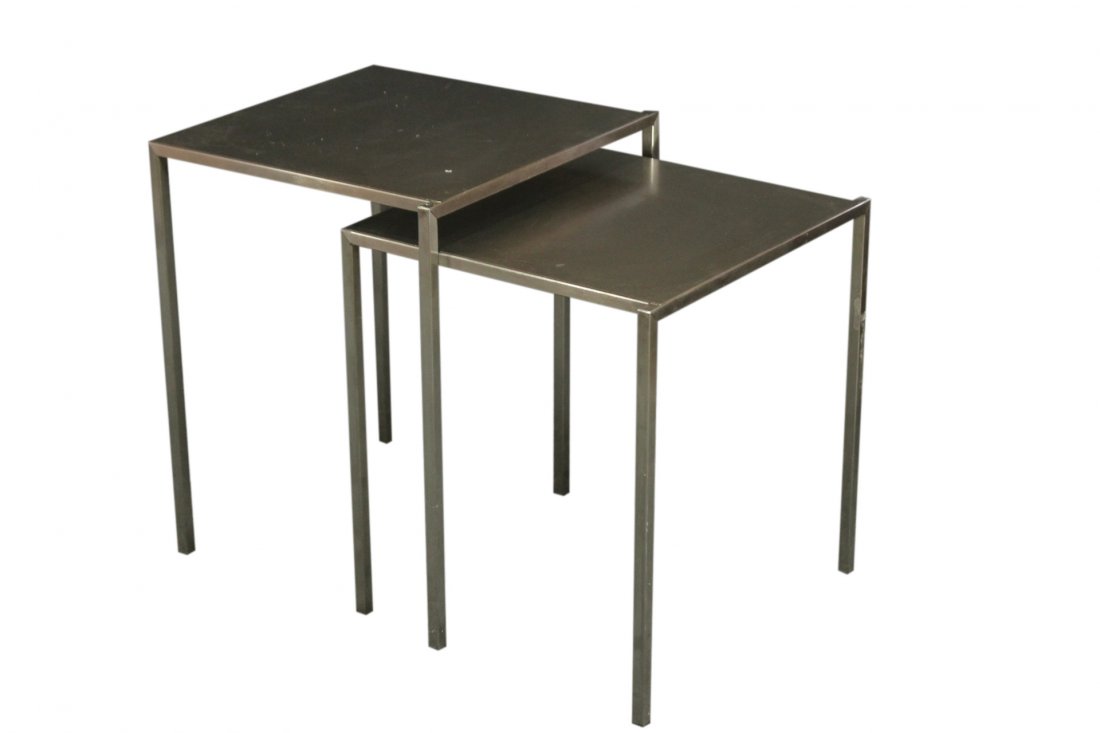 Two Stacking Steel Occasional Stands Industrial Design (1 of 4)