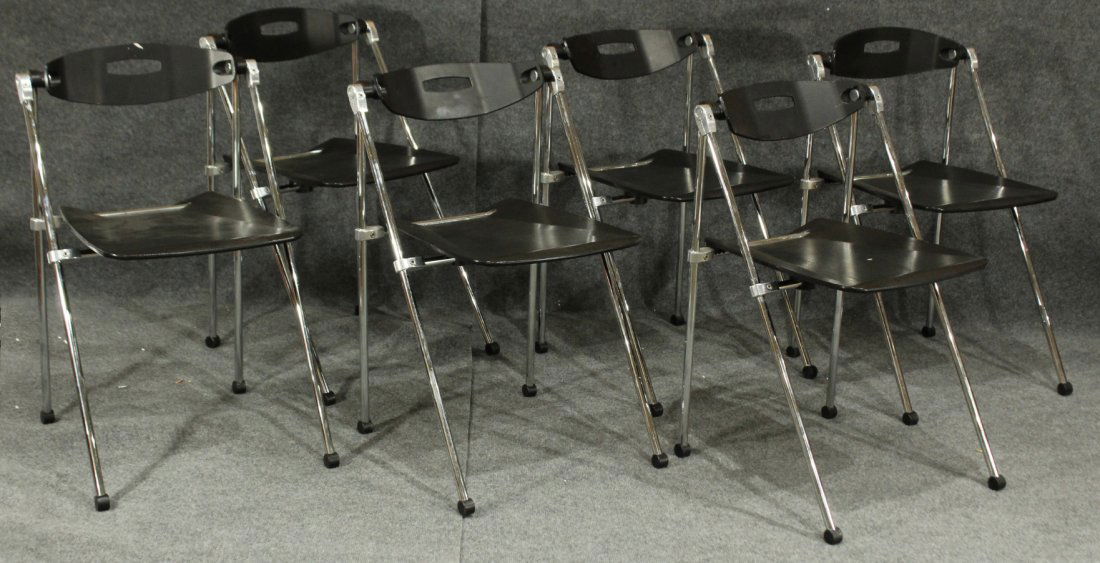 ENRICO CIONCADA Italy SET 6 BLACK CHROME FOLDING CHAIRS (1 of 9)