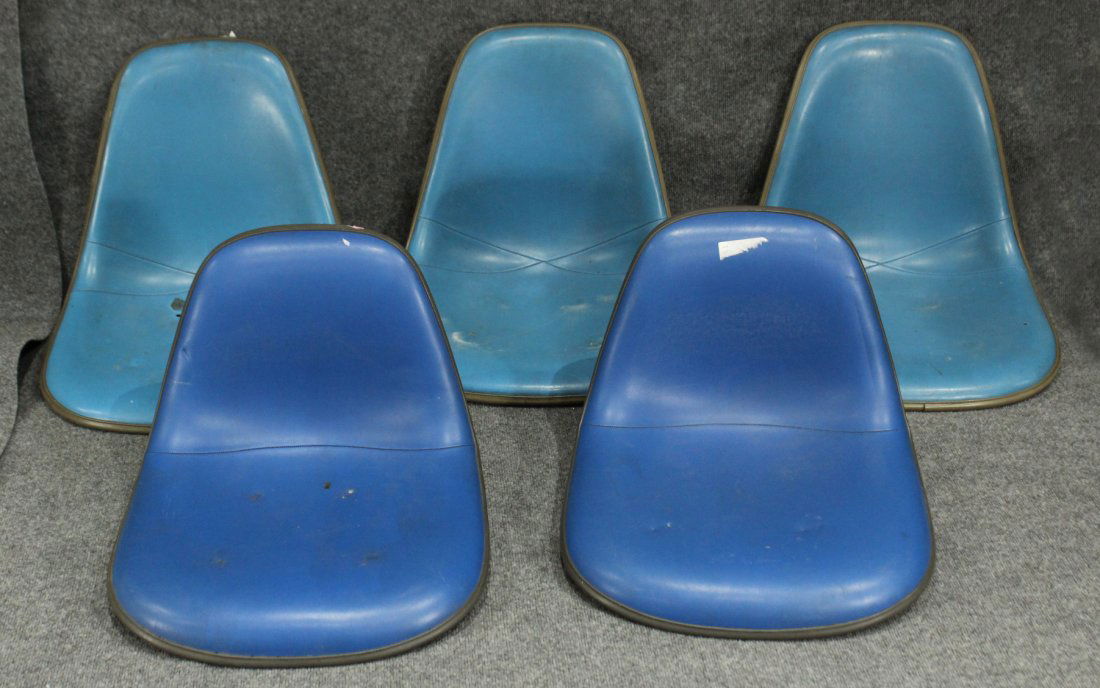 FIVE [5] HERMAN MILLER Blue Upholstered Chair Seats (1 of 10)