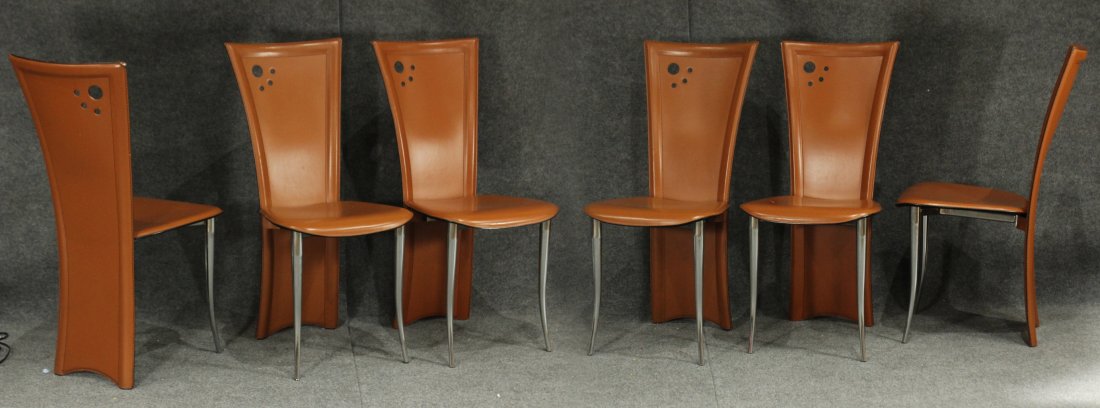 6 MODERN ITALIAN DESIGN TALL BACK LEATHER DINING CHAIRS (1 of 6)