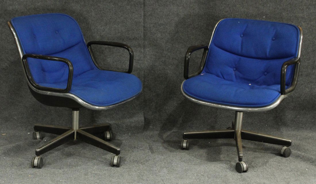 Pair KNOLL INTERNATIONAL Blue Upholstered OFFICE CHAIRS (1 of 7)