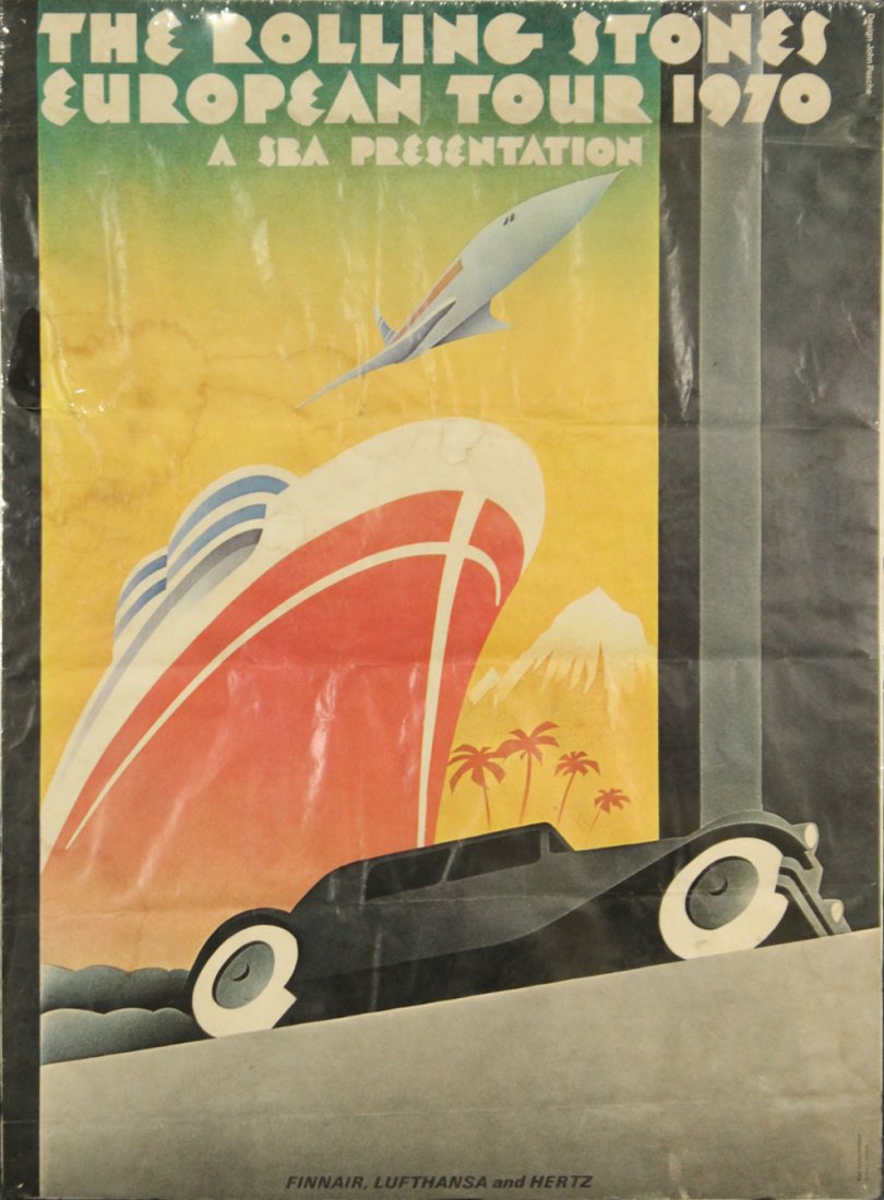 Vintage Poster THE ROLLING STONES EUROPEAN TOUR 1970: Vintage Poster THE ROLLING STONES EUROPEAN TOUR 1970.A SBA Presentation.Size: 24 x 33