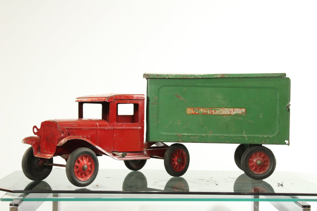 Antique PRESSED STEEL BUDDY L EXPRESS LINES TRAILER (1 of 12)