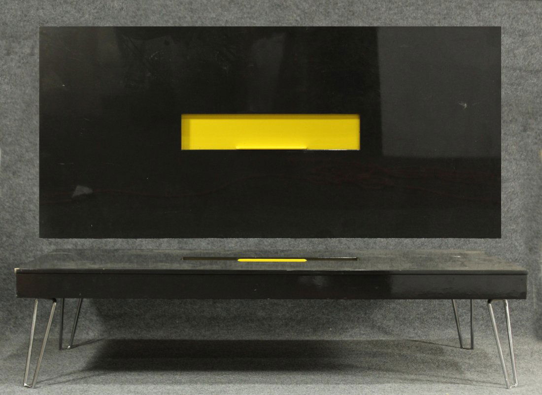 Mid-century modern coffee table black gloss hairpin leg (1 of 3)