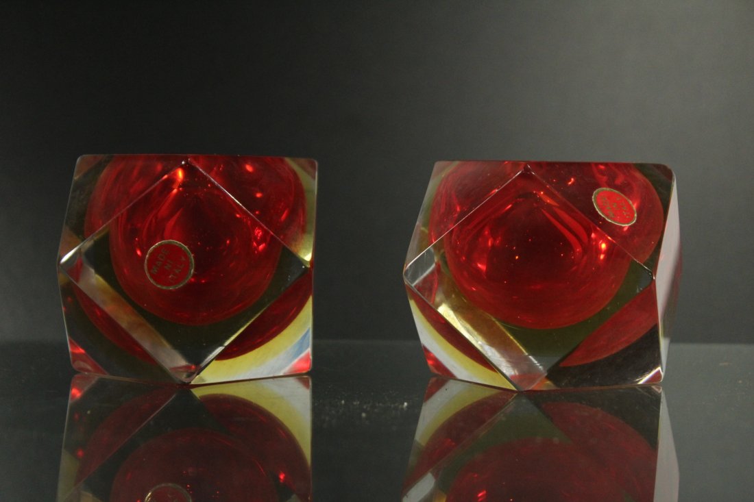 Italian murano pair geometric modern paperweights (1 of 7)
