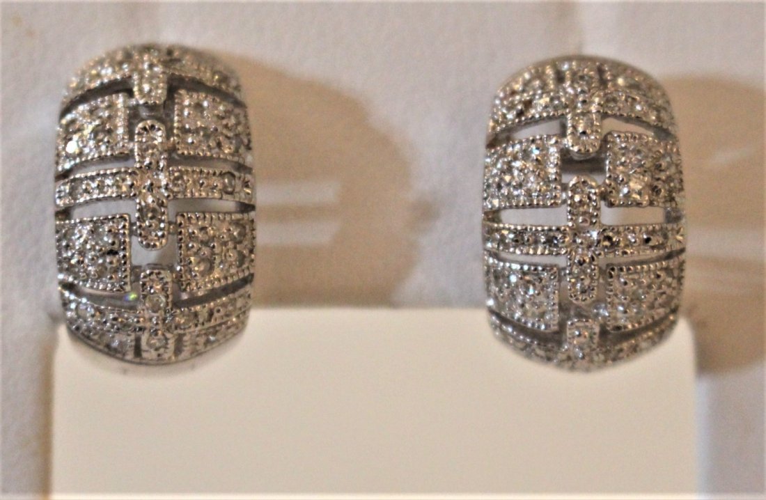 ART DECO Style STERLING .925 DIAMONDS EARRINGS (1 of 5)