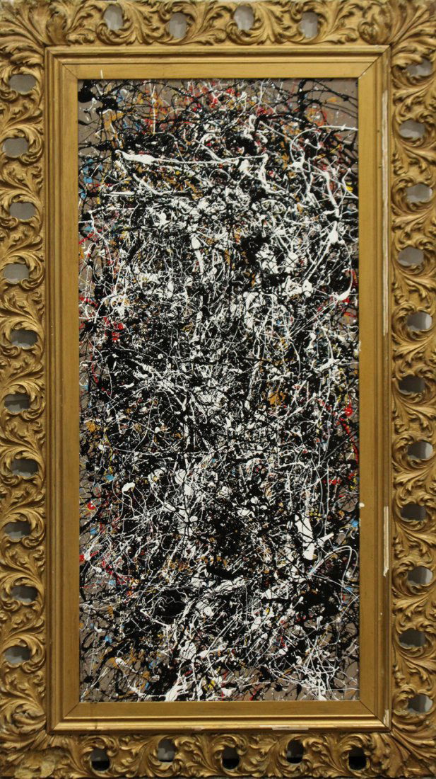 JACKSON POLLOCK STYLE Mid-Century Mod Drip Art Painting (1 of 3)