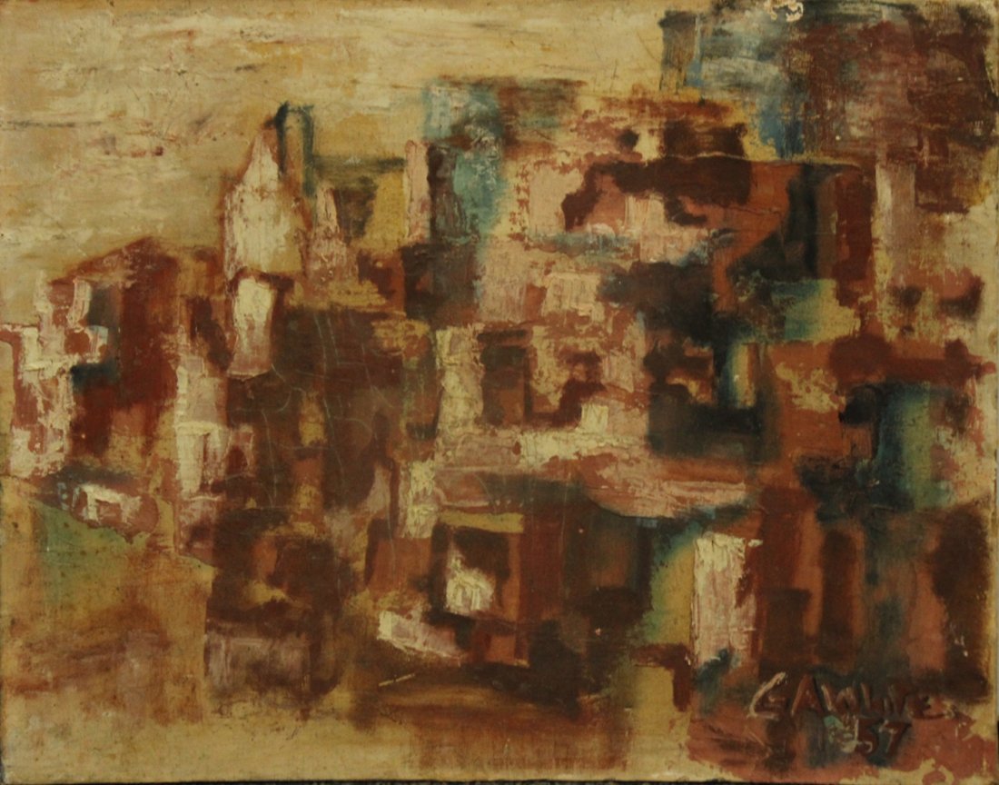 G A WHITE 1957 Mid Century Oil/c ABSTRACT COMPOSITION (1 of 3)