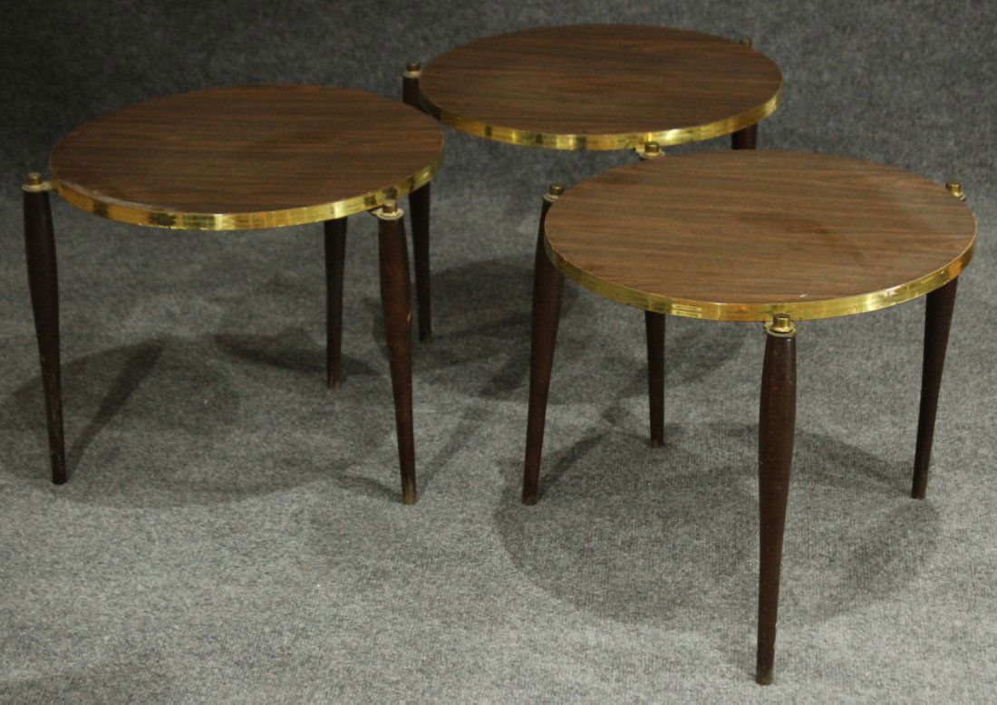 Nest 3 MID CENTURY ROUND STACKABLE TABORET STANDS (1 of 5)