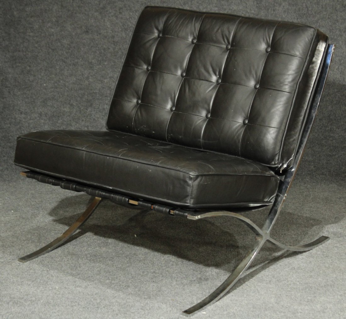 MIES VAN DER ROHE Style BARCELONA CHAIR BLACK ,CHROME (1 of 6)