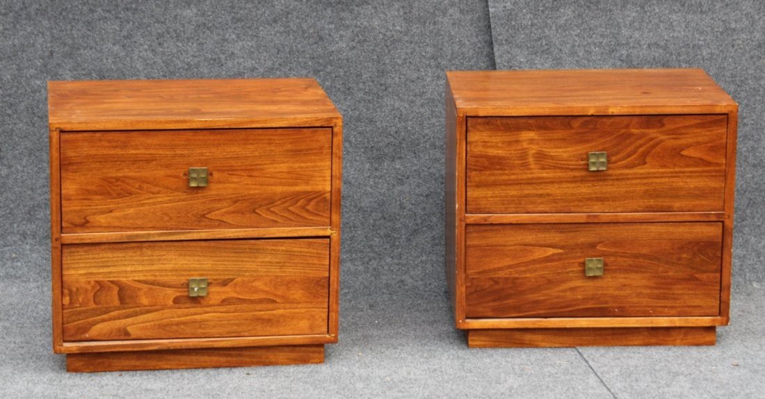 PAIR MID CENTURY MODERN BED STANDS - 2 DRAWERS (1 of 4)
