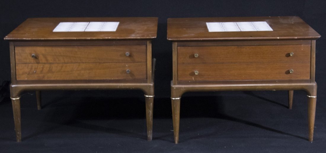LANE Mid-century Modern Pair Tile Top End Stands (1 of 6)