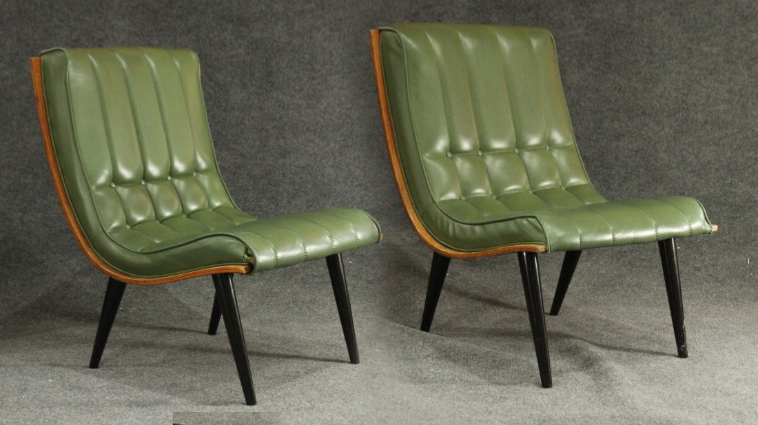 2 Carter Brothers Scoop Chairs Olive Green Mid Century (1 of 8)