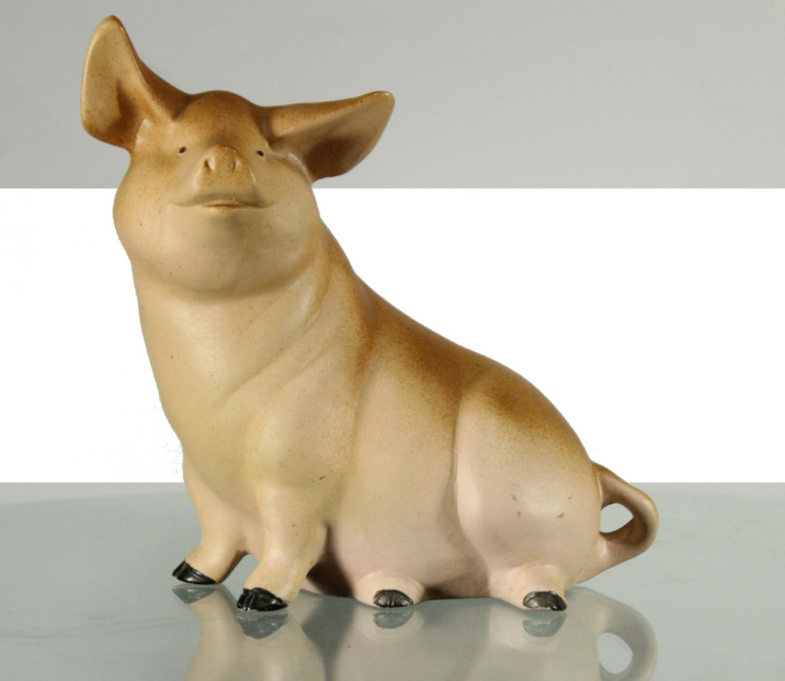 Signed 1987 ceramic pig (1 of 5)