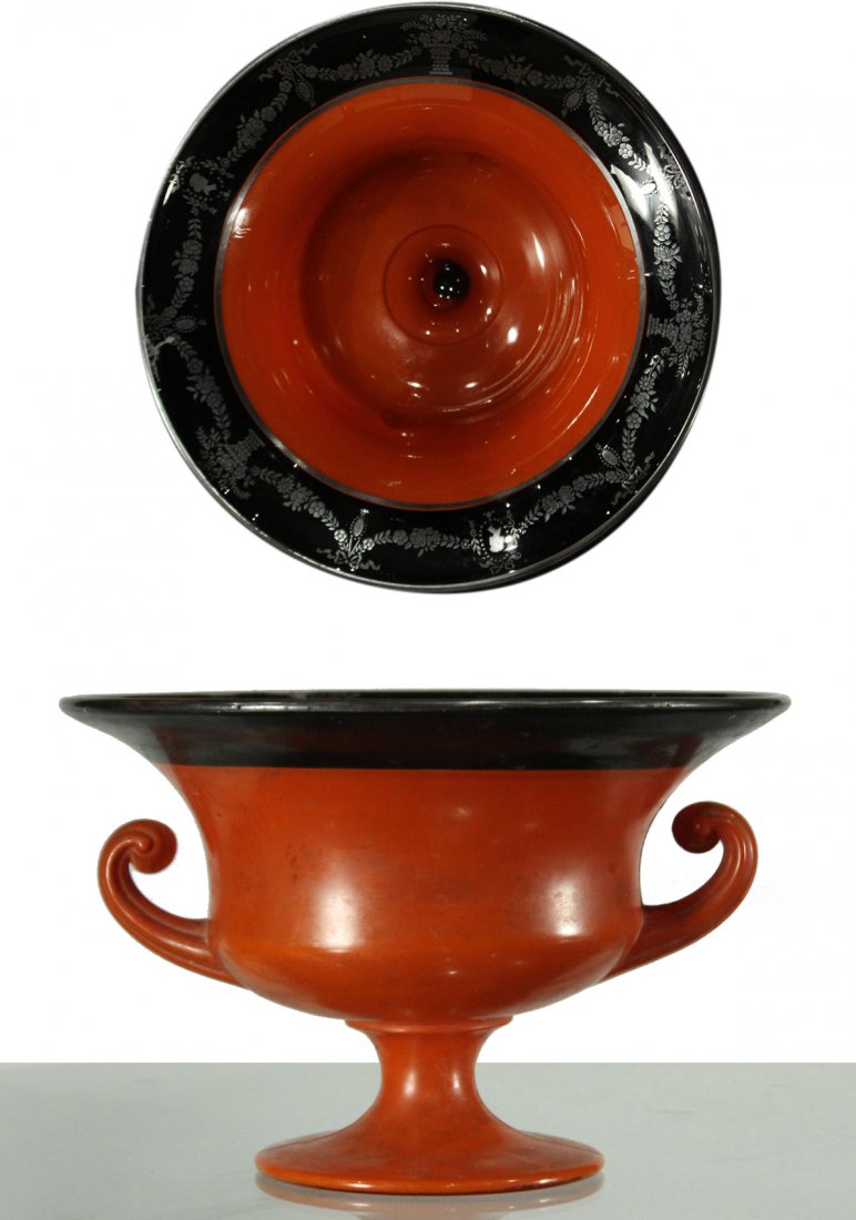 vintage mid-century modern glass urn with silver (1 of 4)