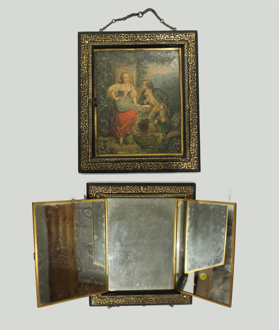 Vintage mother of pearl inlay shaving mirror (1 of 9)